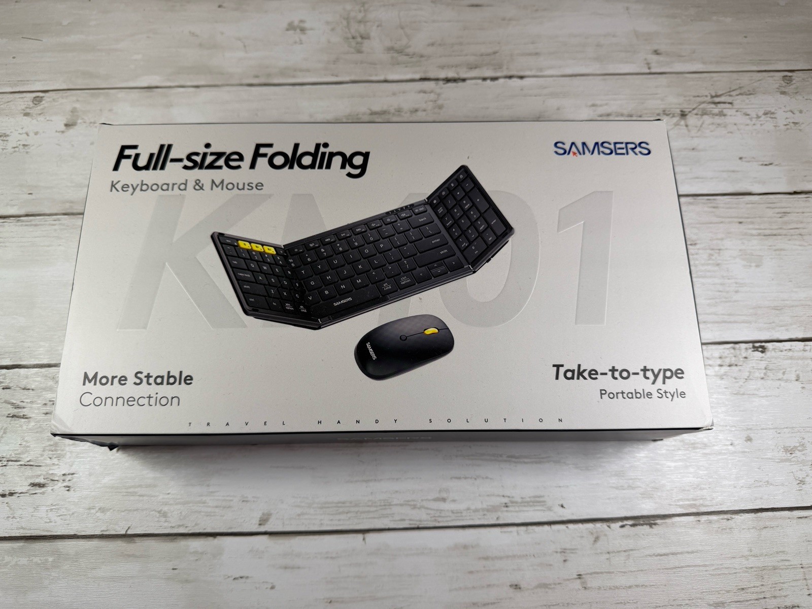 Samsers Full-Size Folding Bluetooth Keyboard Mouse Combo Travel Black
