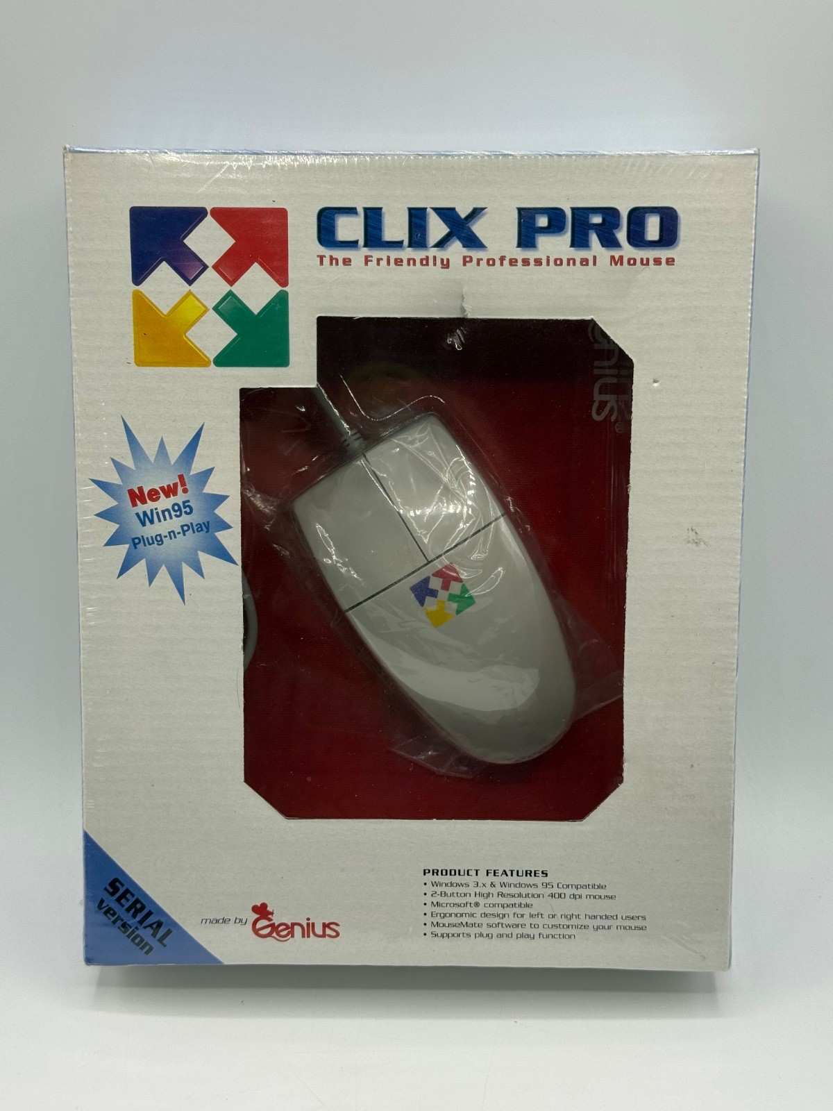 Genius Clix Pro Friendly Professional Mouse Serial Version 1996 *New
