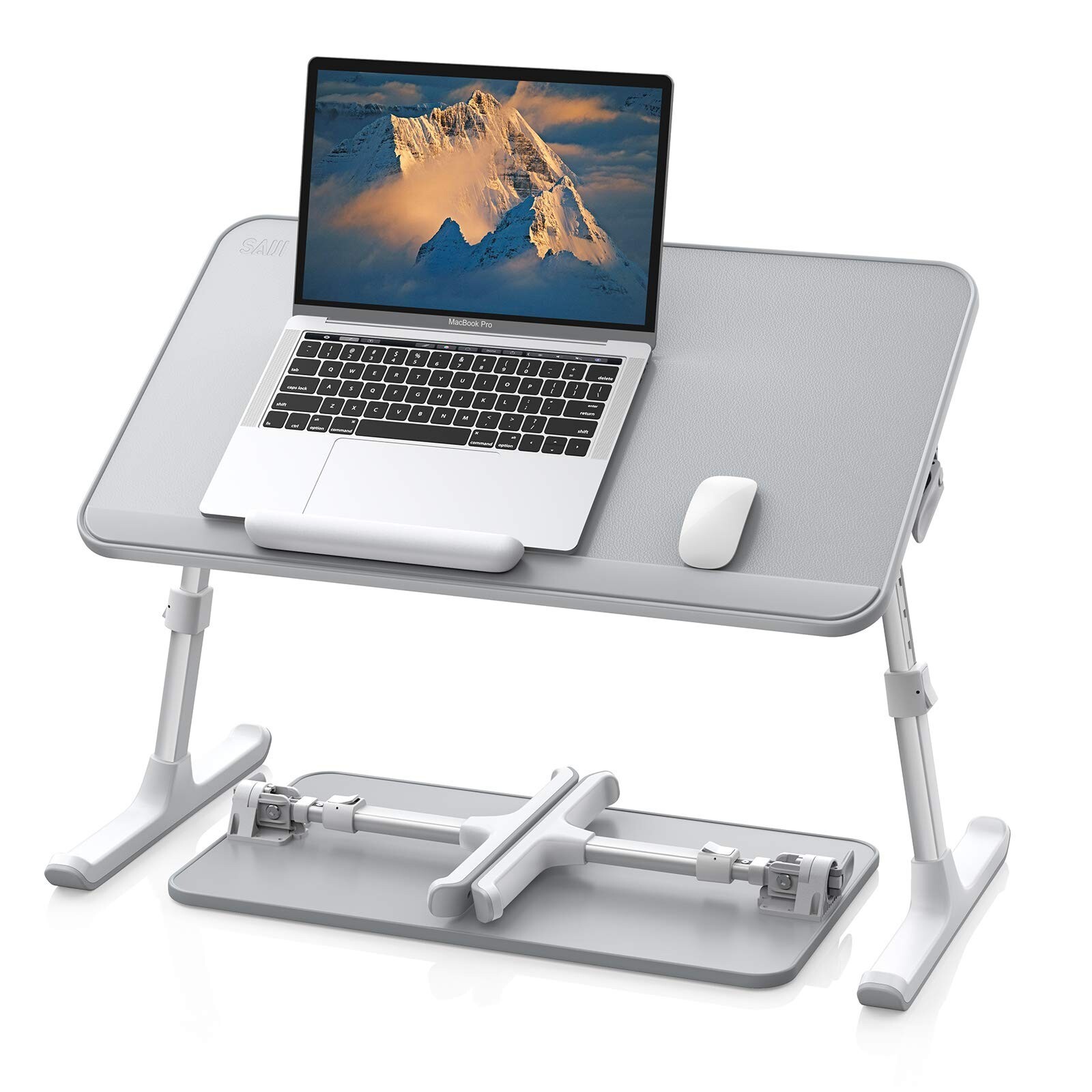 SAIJI Leather Laptop Bed Tray Table, Adjustable Laptop Stand with Removable S...