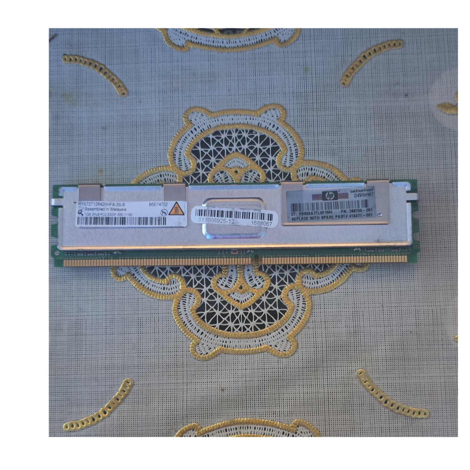 HP 1GB DDR2 SDRAM PC2-5300F 240-Pin FB-DIMM Fully Buffered 398706-051