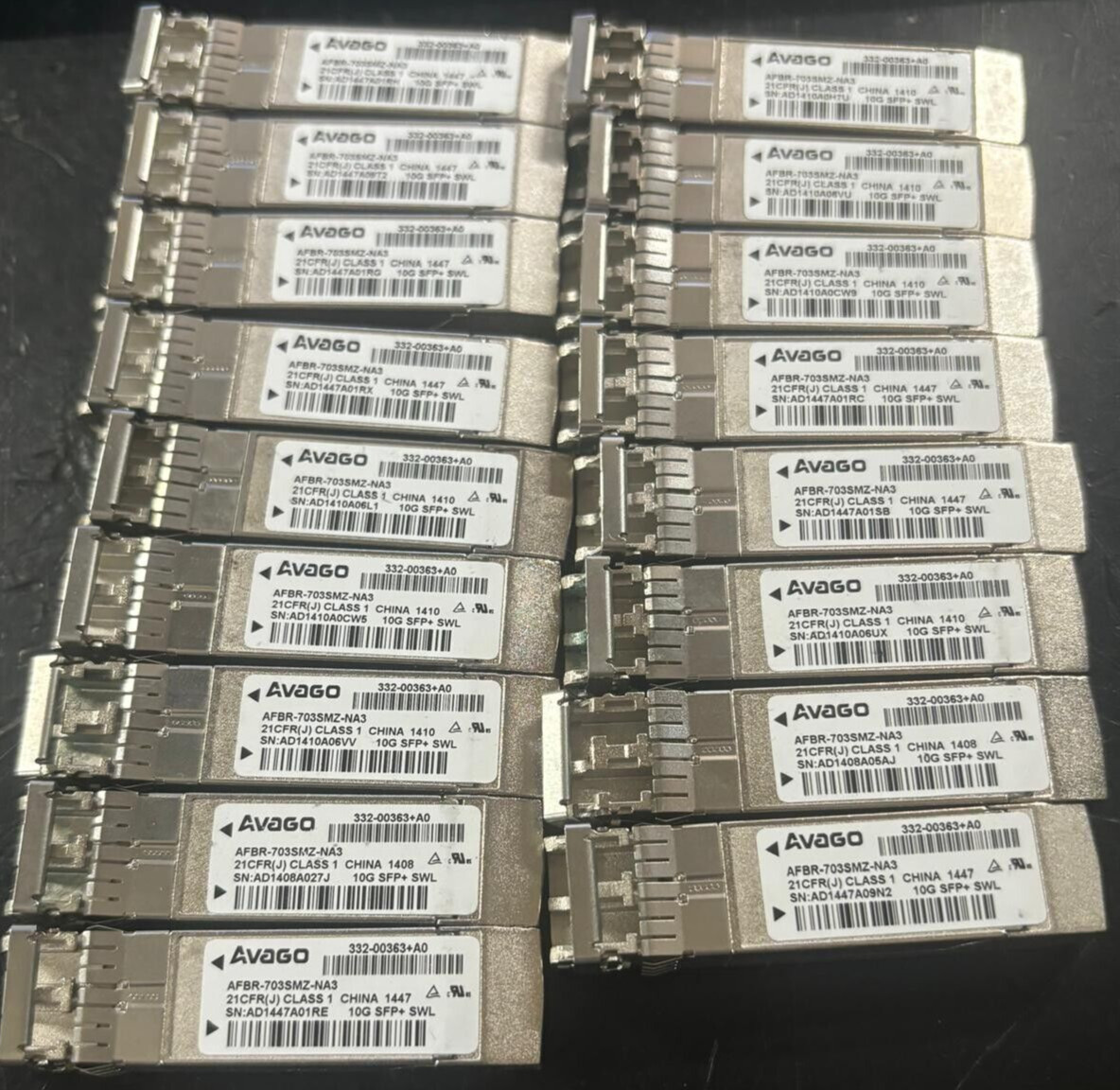 Lot of 17 Avago AFBR-703SMZ-NA3 10G SFP+ Short Range Transceiver  332-00363+A0