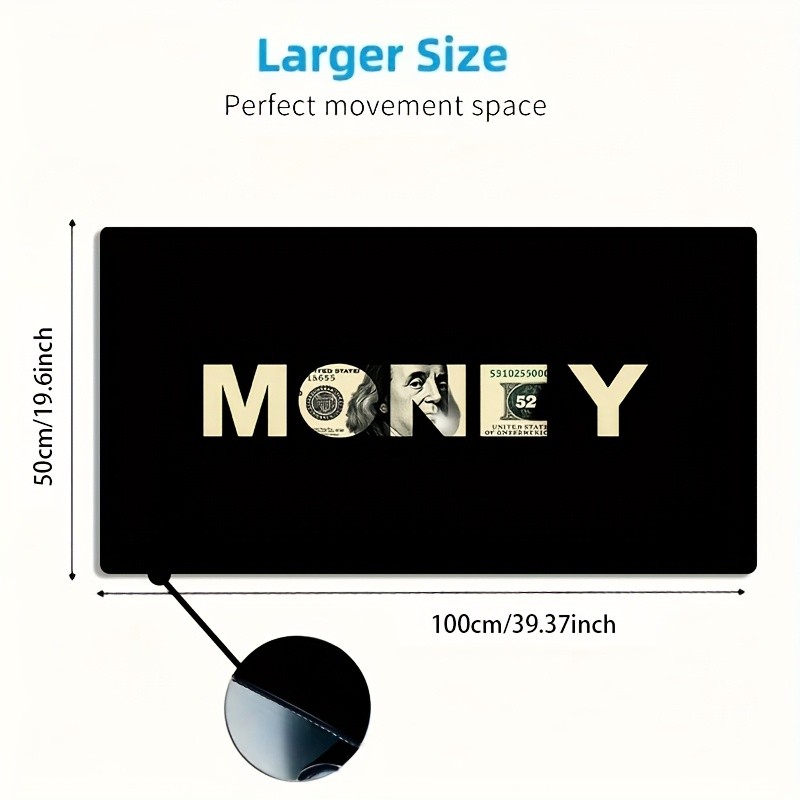 1 Large E-Sports Gaming Mouse Pad with Dollar Symbol Text Financial Theme Crea
