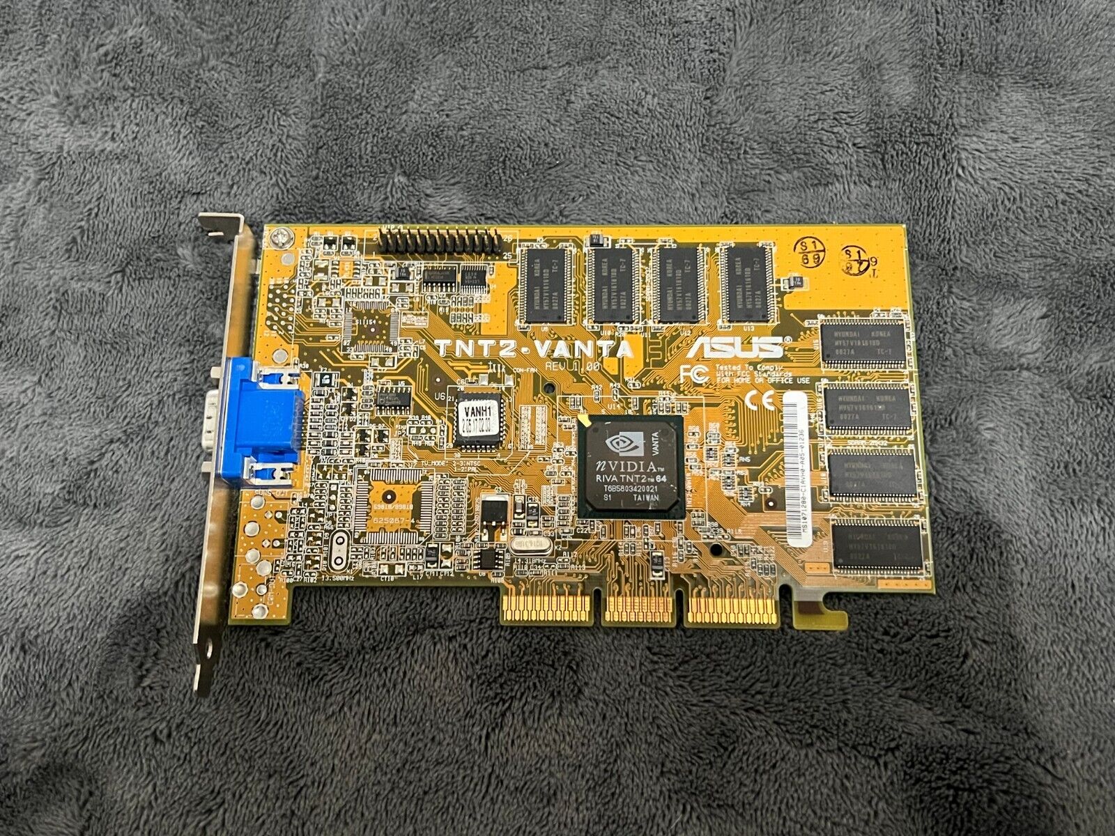 RARE ASUS Nvidia RIVA TNT2 - VANTA 64 AGP 16MB Video Graphics Card GPU VGA