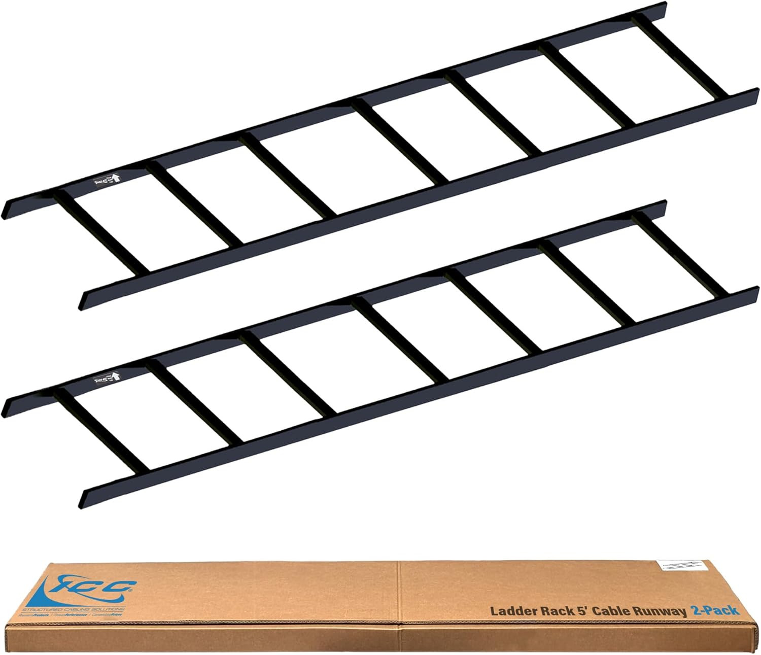 Cable Runway Rack, 5' Straight Section, 2-Pack | 16-Gauge Steel, Made in USA