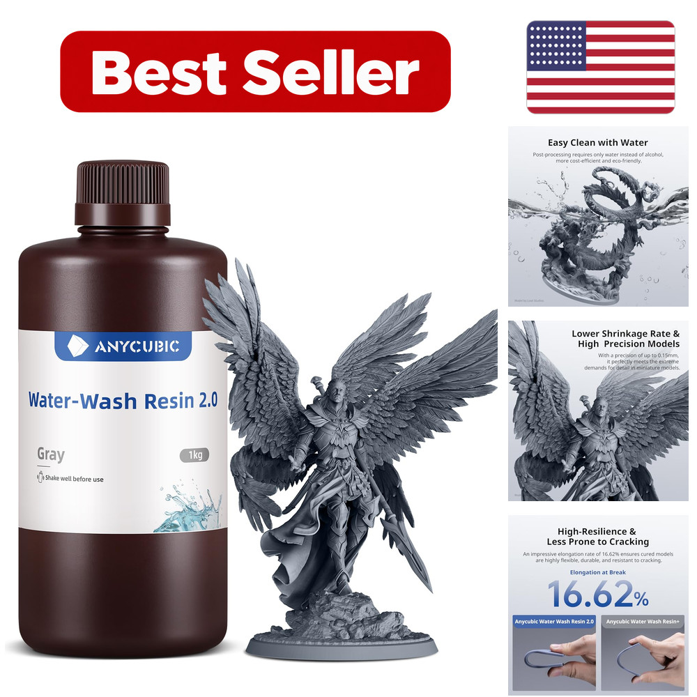 1000g Upgraded Water Washable 3D Printer Resin 2.0 - Grey