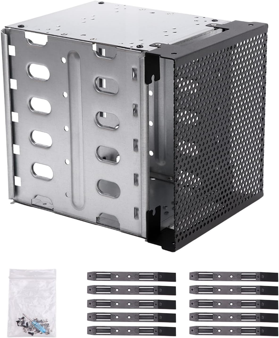 Stainless Steel Hard Drive Cage, 5.25" to 5X3.5 Rack SAS for Computer