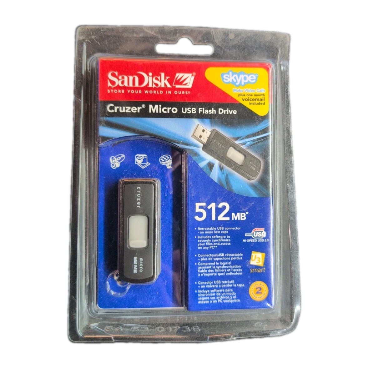 SanDisk CRUZER Micro USB FLASH DRIVE 512MB - BRAND NEW SEALED - SDCZ6-512-A10