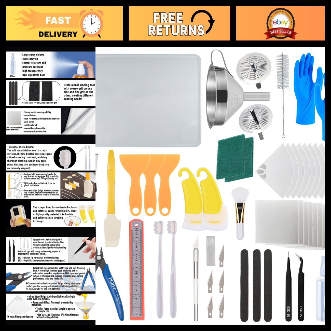 52 Pcs 3D Printing Tool Kit - Stainless Steel Filter, Silicone Pad, Scraper & Tw