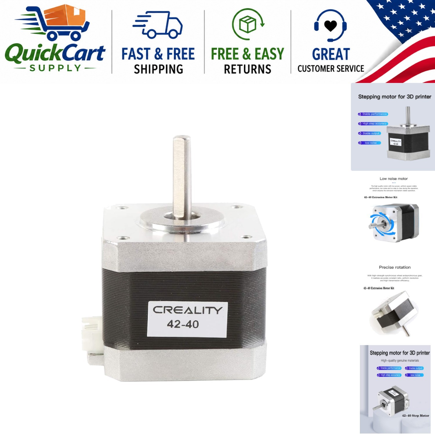 Efficient 42-40 Stepper Motor with 1A Current, Compatible with Creality Printers