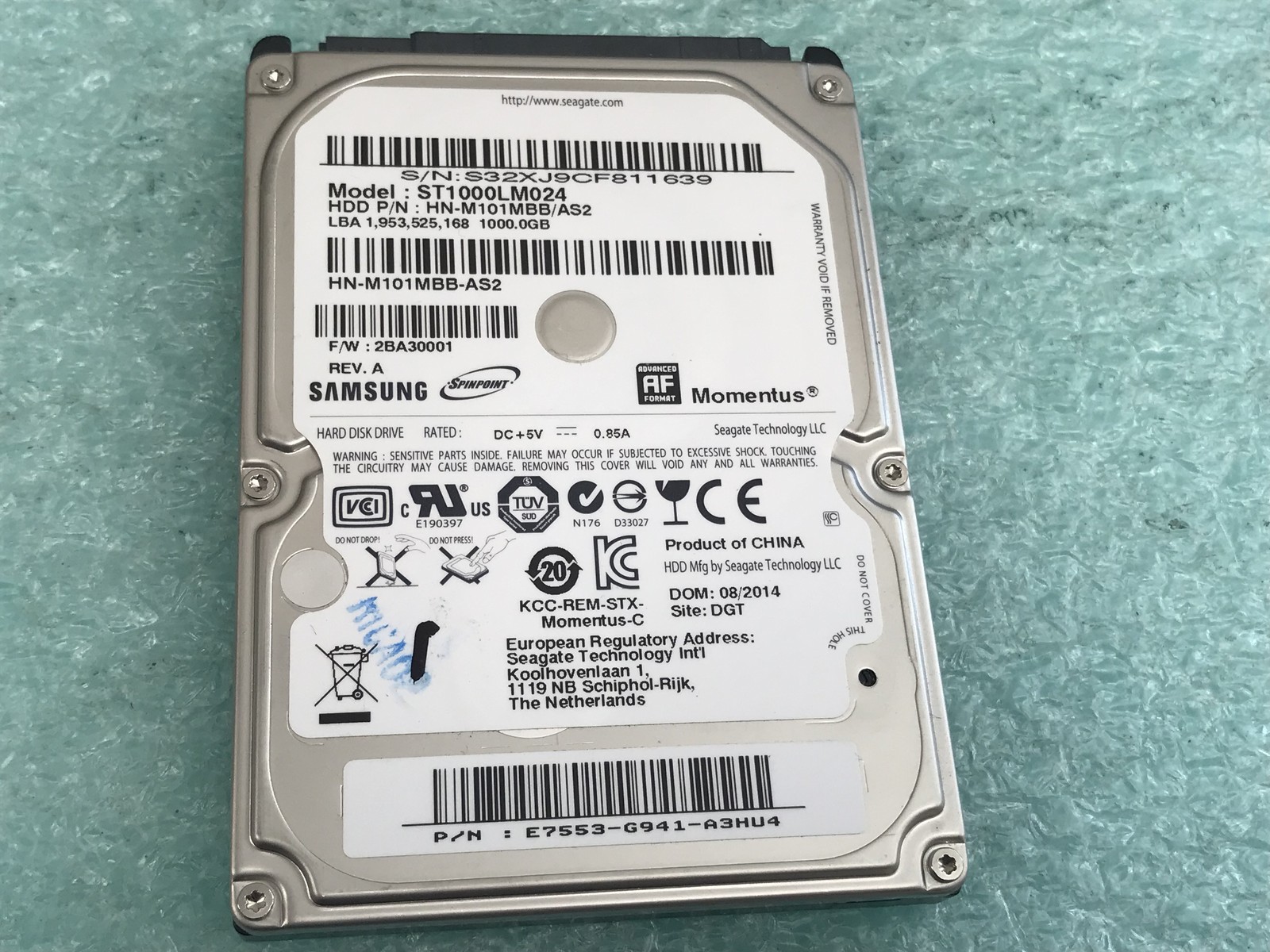 Samsung ST1000LM024 1TB 5400RPM Laptop 2.5" SATA Hard Drive - HD1114A