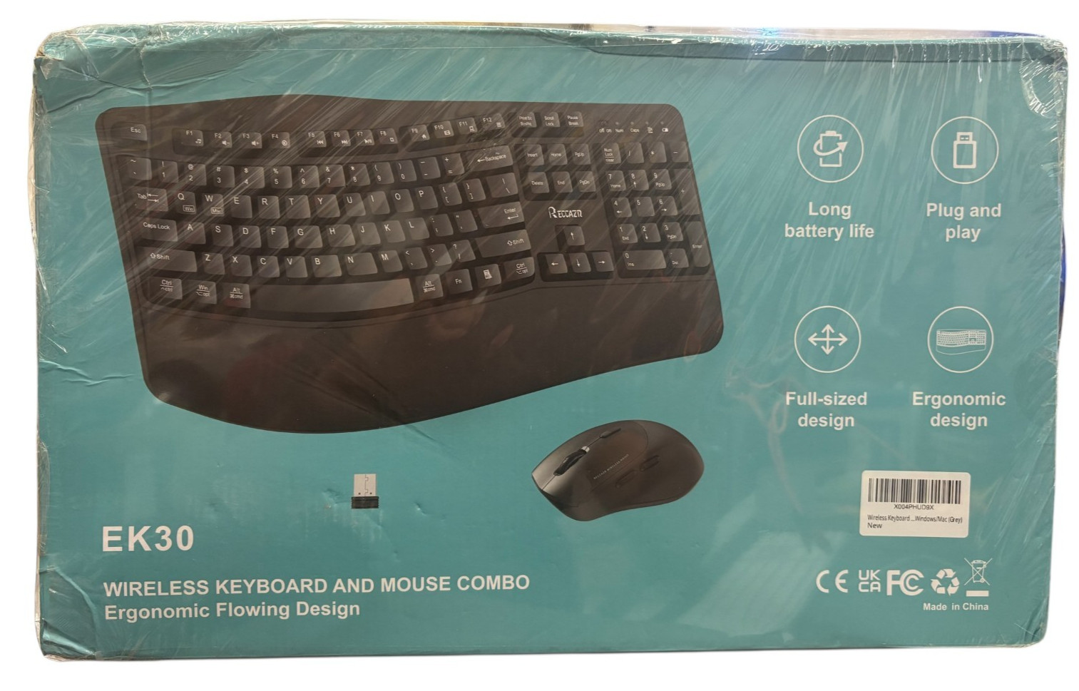 EK30 Ergonomic Wireless Keyboard And Mouse Combo - GRAY