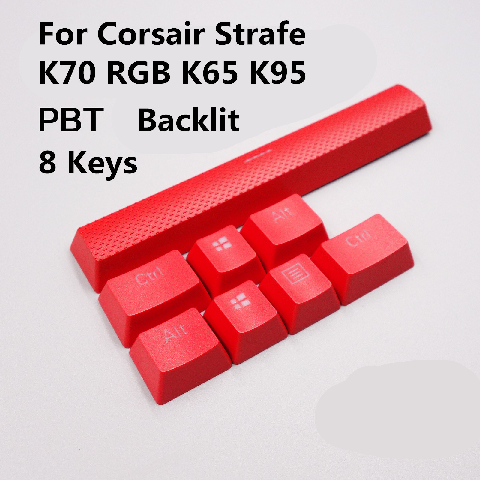 8 Keys PBT Backlit KeyCaps for Corsair Strtafe K70 RGB K65 K95 Gaming Keyboards 