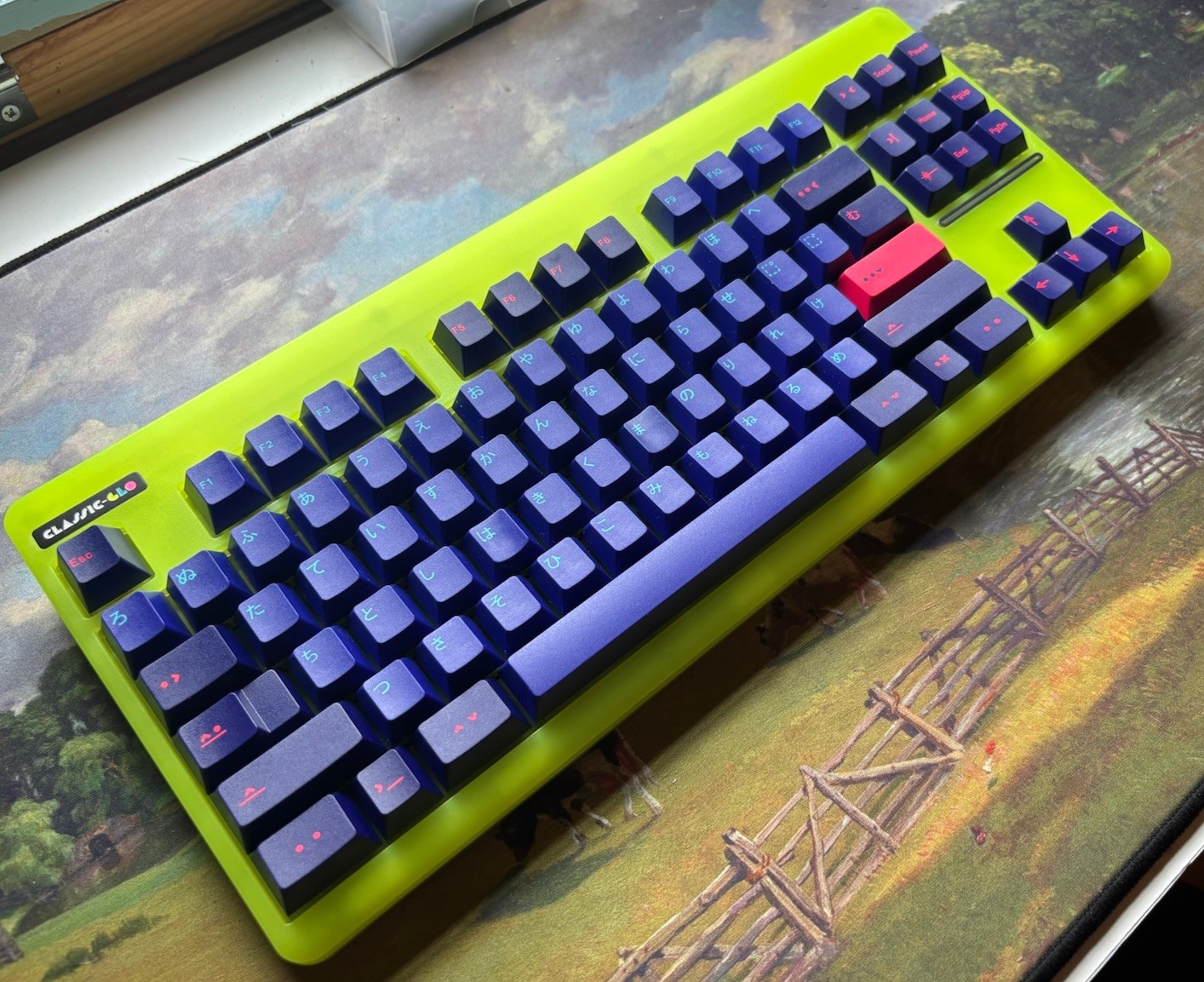 Classic TKL Glo Mechanical Keyboard with Authentic GMK Laser Keycaps, Milky Yell