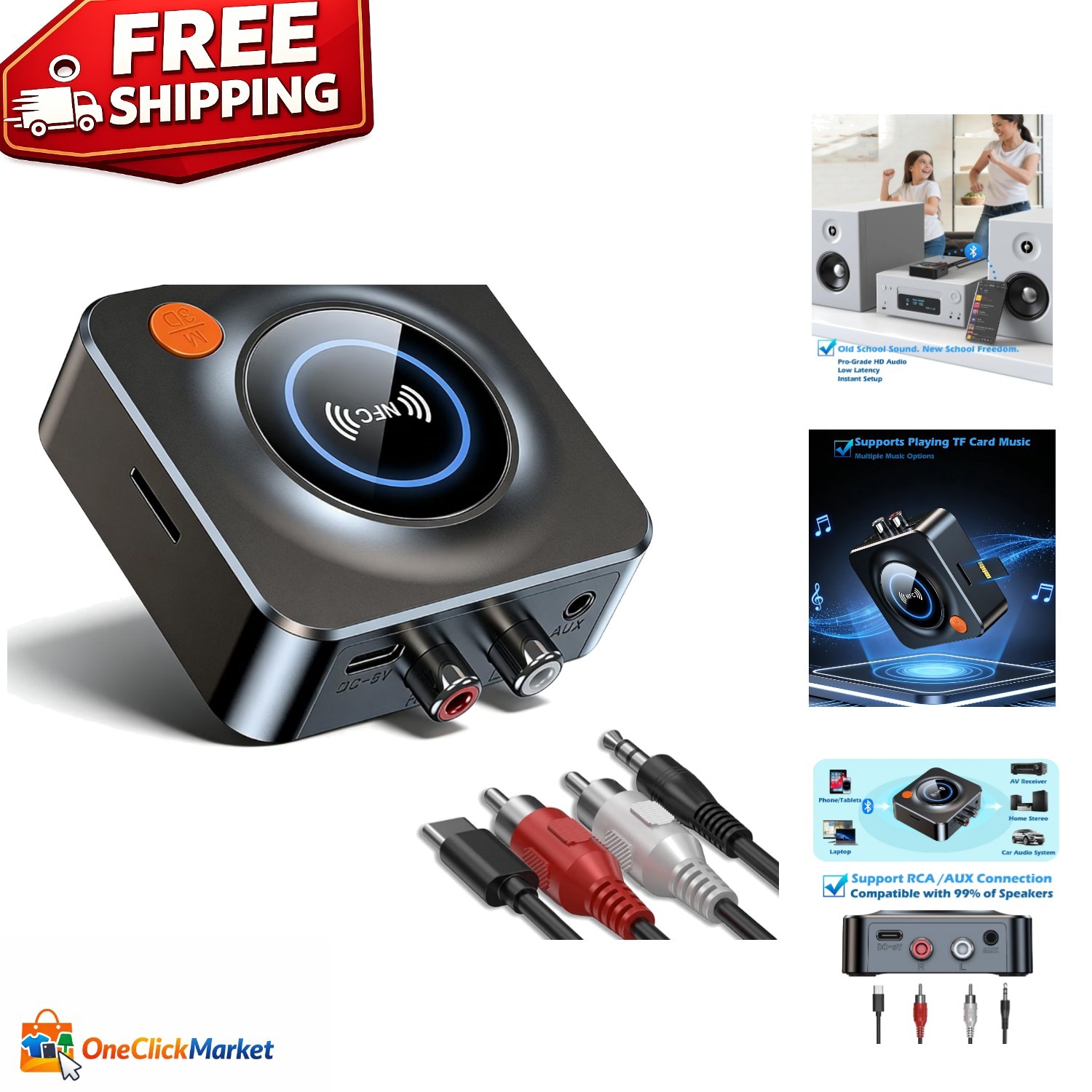 Seamless AUX RCA Bluetooth Adapter for Home Audio - Crystal Clear Sound