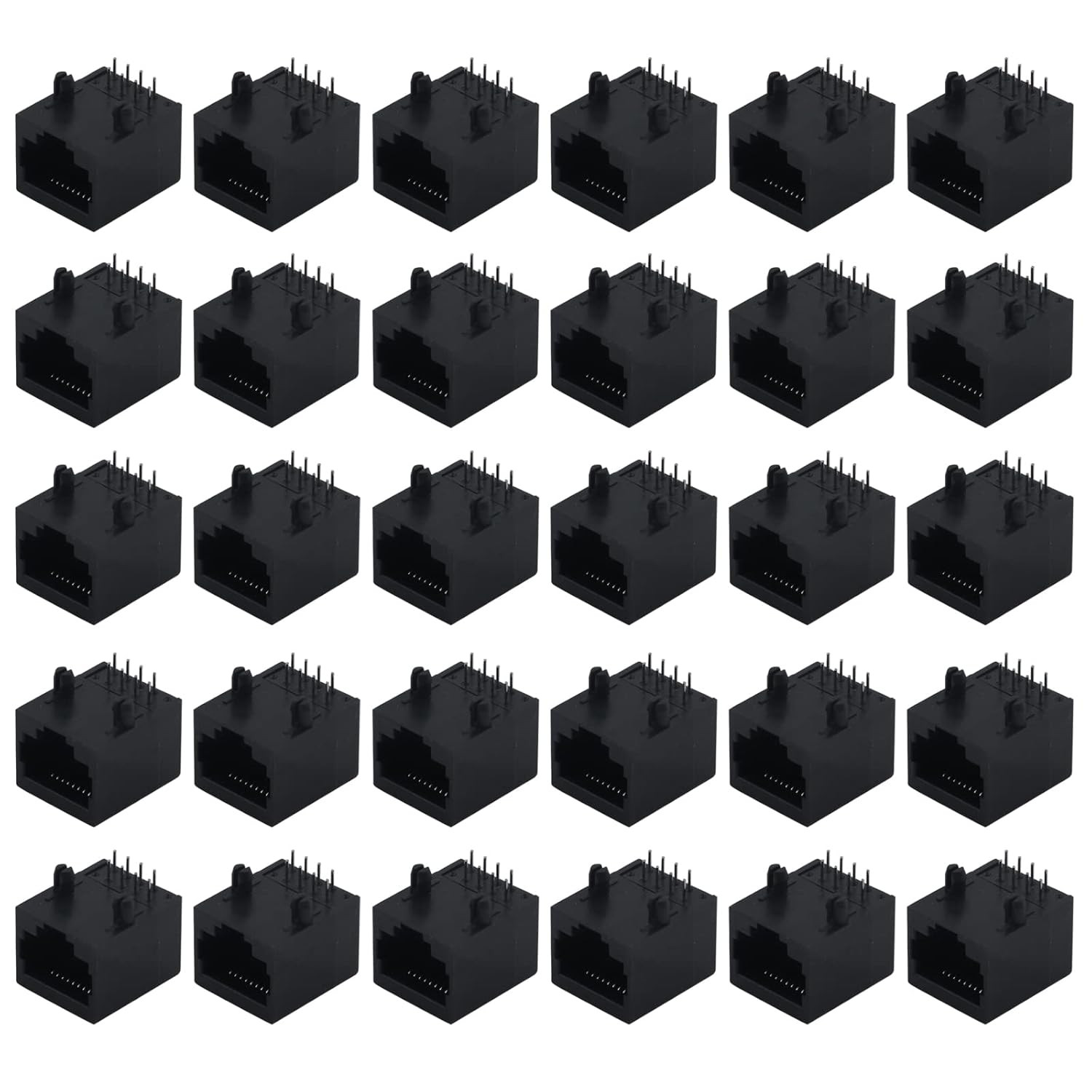 Antrader 30Pcs RJ45 Modular Jack 8P8C 8 Pins PCB Mount Telephone Connector