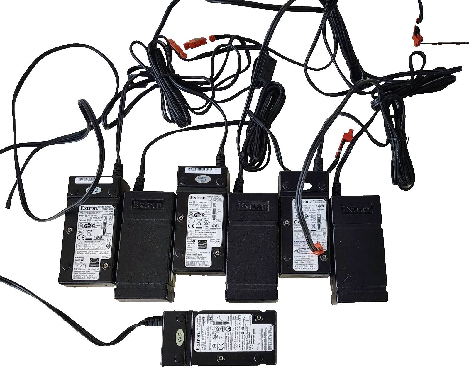 Lot (7) OEM Extron Power Supply AC Adapters 28-071-57LF 12V DC 1.0A, 100-240V