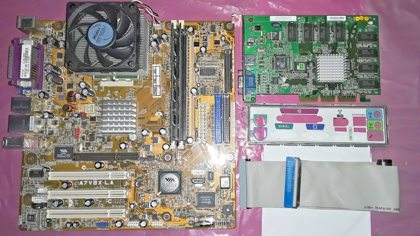ASUS Socket A motherboard AMD Athlon XP 1800+ CPU 512MB DDR Geforce 2 64MB combo