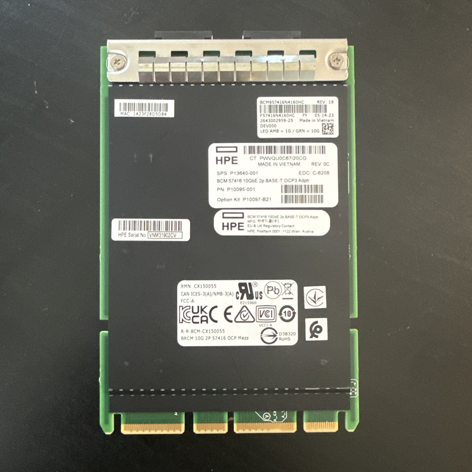 HP P10097-B21 BROADCOM BCM57416 ETHERNET 10GB 2-PORT - P10095-001, P13640-001