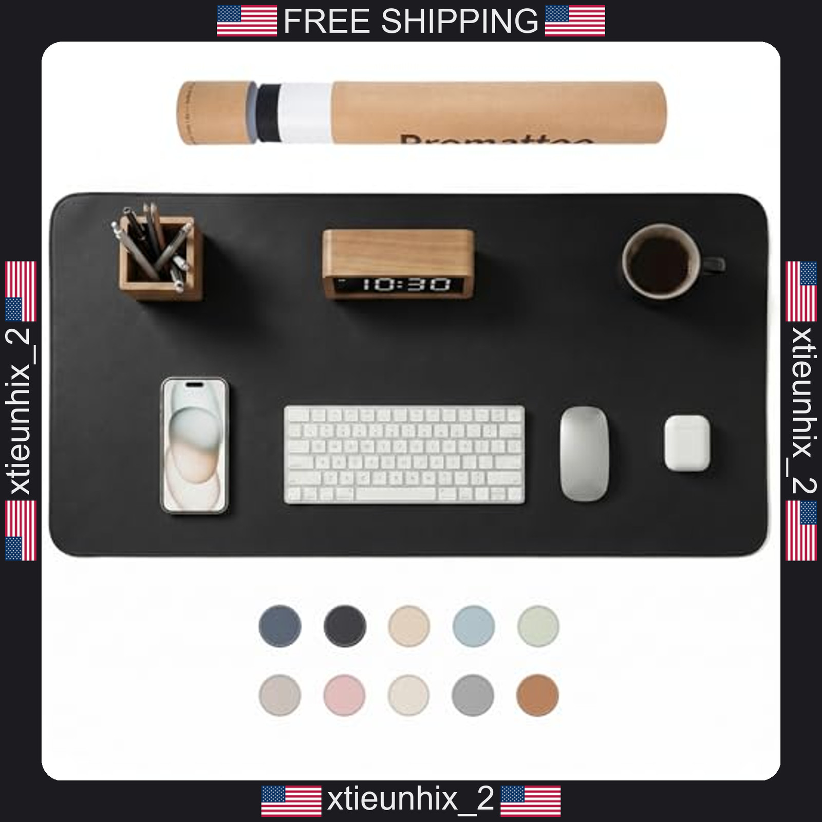 Large Desk Mat Waterproof Vegan Leather Surface 31.5 x 15.7 inches