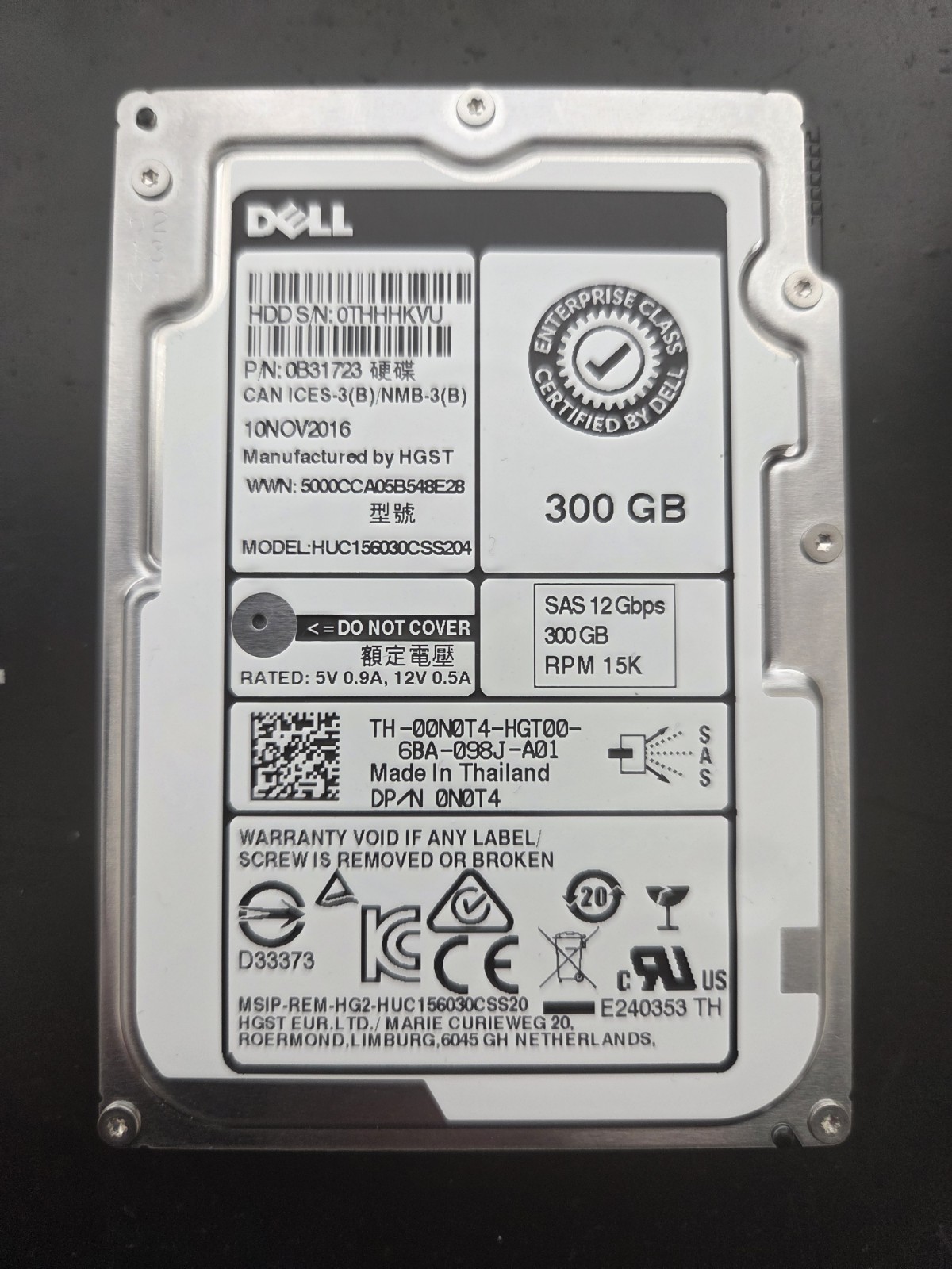 Dell 300GB SAS 12GBPS 15 RPM