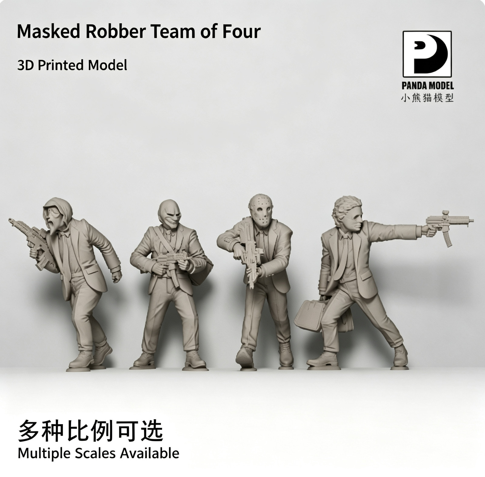 3D Printed 1/72/64/56/35/48 Masked Robber Unpainted Model