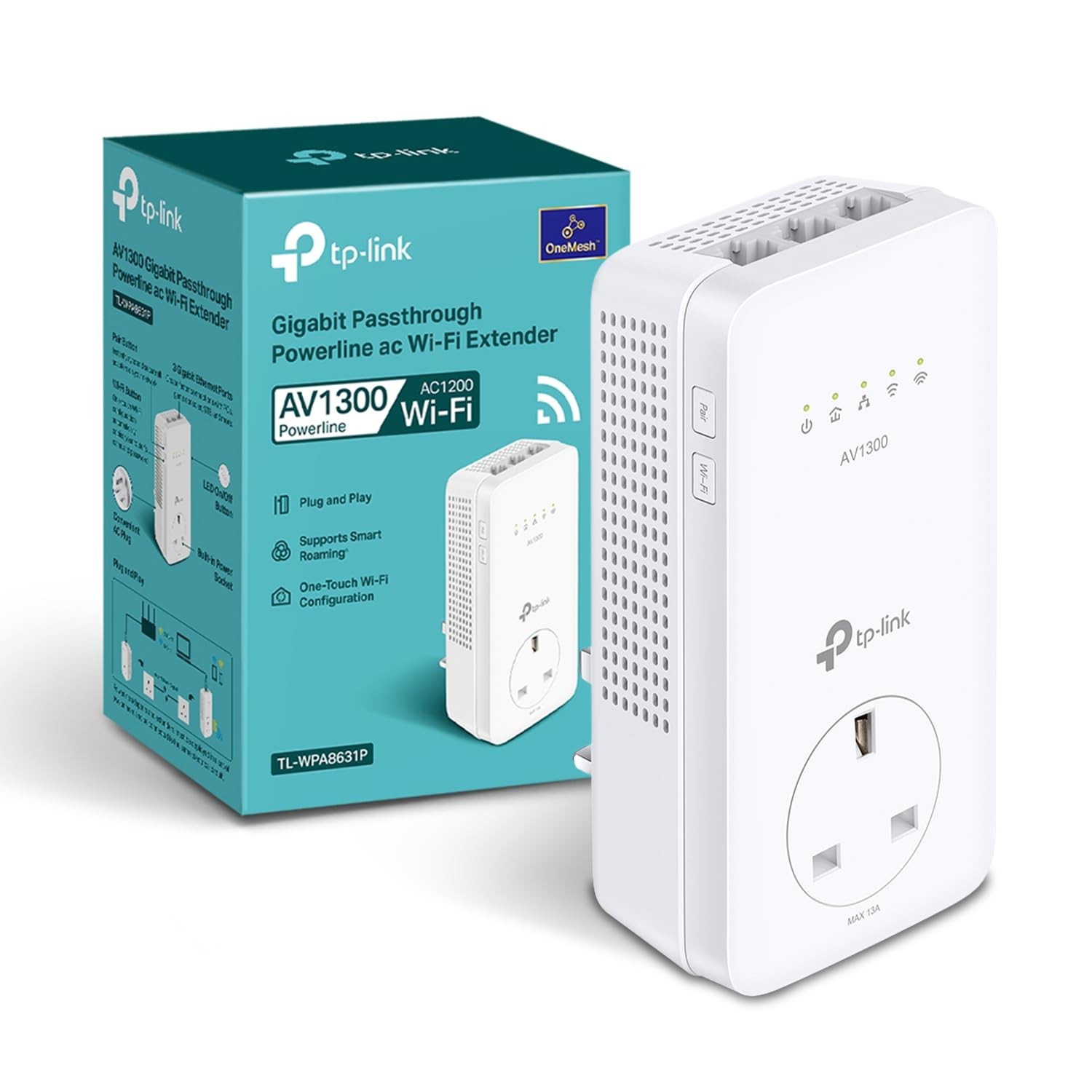 TP-Link TL-WPA8631P AV1300Mbps WiFi Extender Booster, Dual-Band WiFi Extender, 3