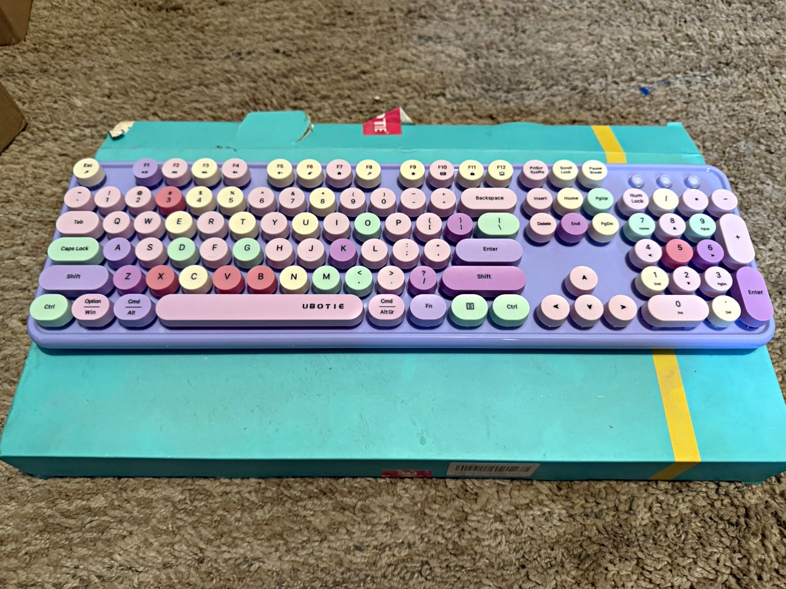 UBOTIE S100 Wireless Keyboard & Mouse Purple Multicolor Round Keys English
