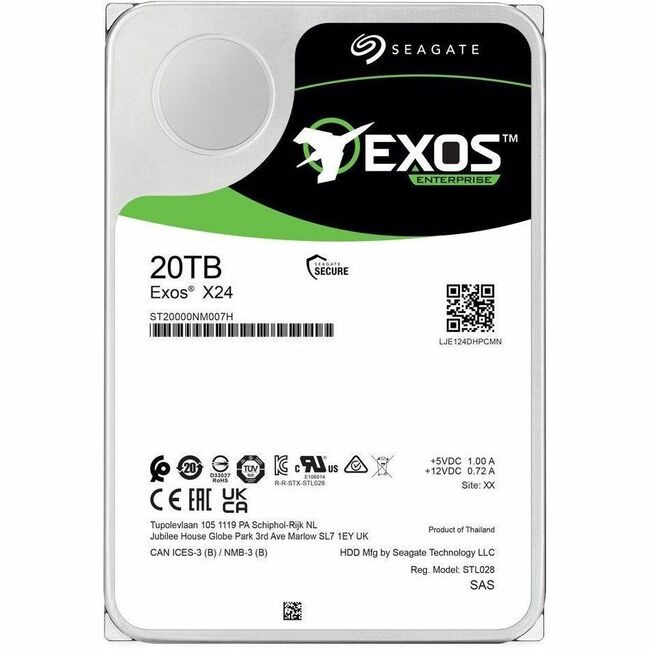 Seagate Exos X24 (7200 RPM, 3.5", SAS-3) 20TB Internal Enterprise Hard Drive - S