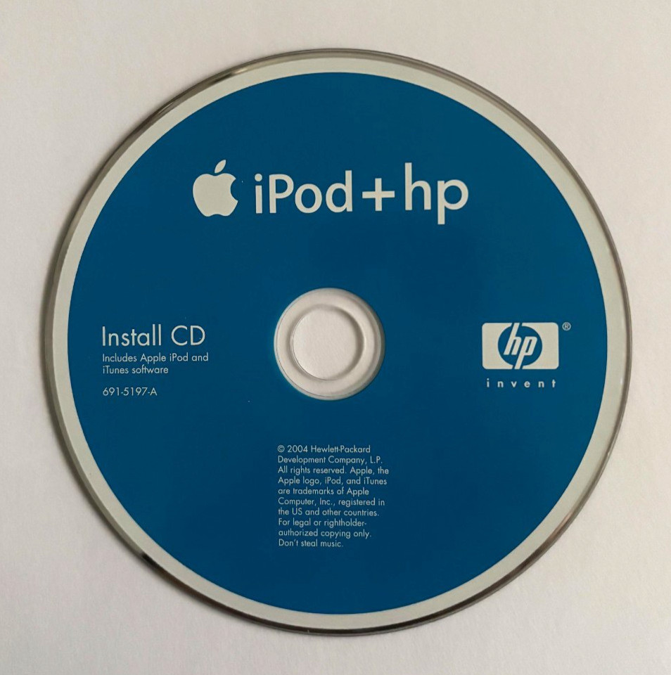 iPod + hp Install CD , 691-5197-A, 2004, Very Good Condition, Free Shpg