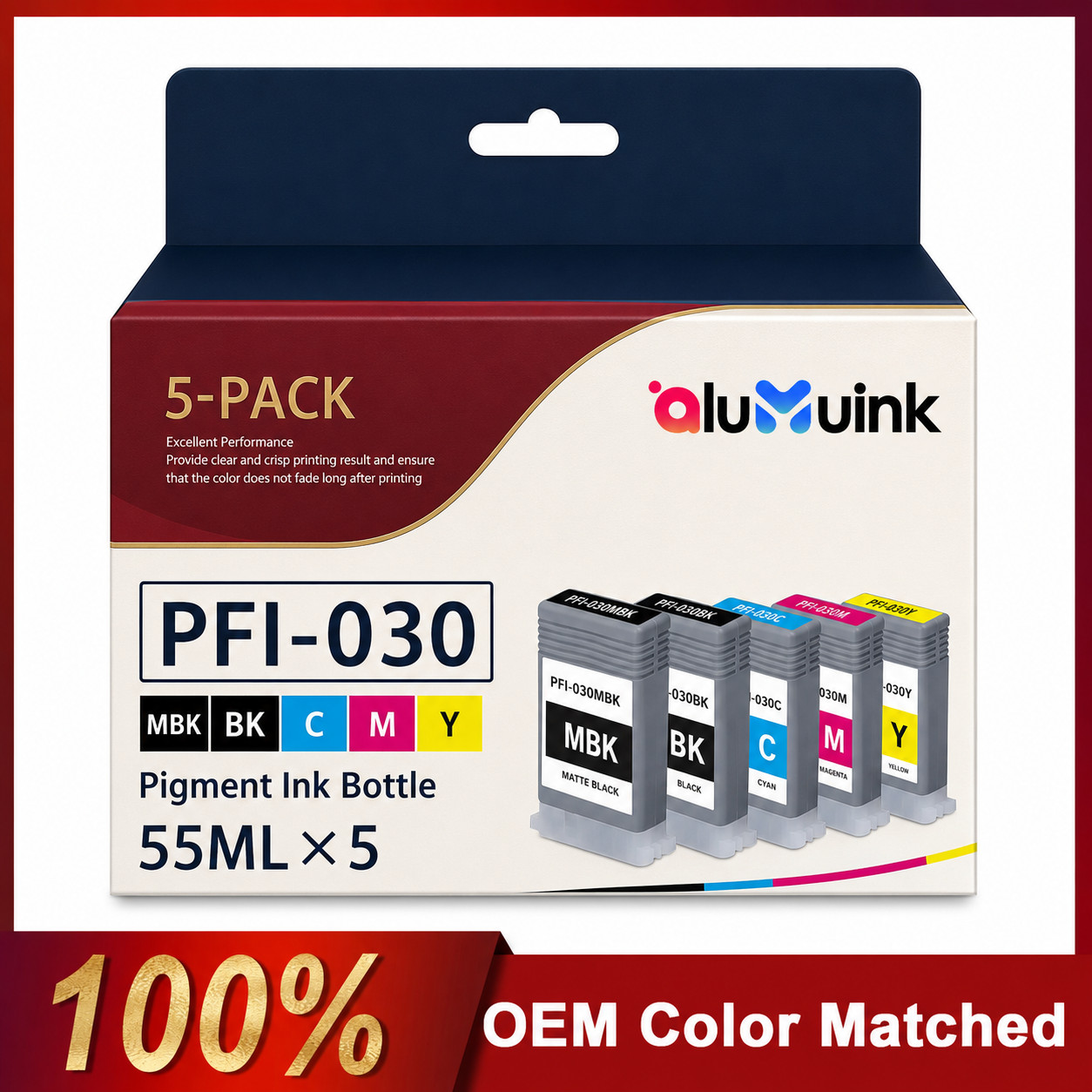 Compatible PFI-030 High-Yield Ink  Cartridge 55ml  for  TA-20 TA-30 B/MB/C/M/Y