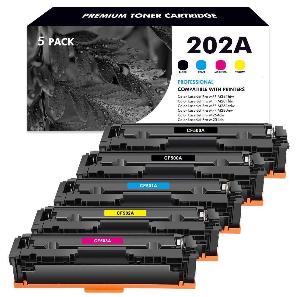 5PK CF500A 202A BCYM Toner Fits for HP LaserJet Pro MFP M281FDW M254DW M254DN