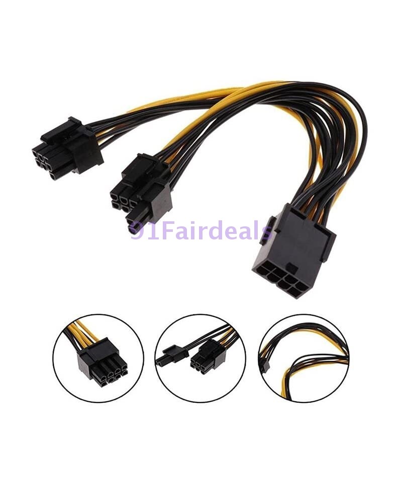 GPU VGA PCIe 8 Pin Female to Dual 2X 8 Pin (6+2) Male Y-Splitter Extension Cable