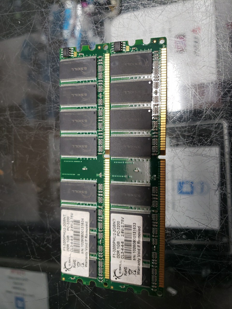 LOT OF 2 STICKS DDR 1GB CL 3 4 4 8 F1-3200PHU2 2GBNT TESTED & WORKING 