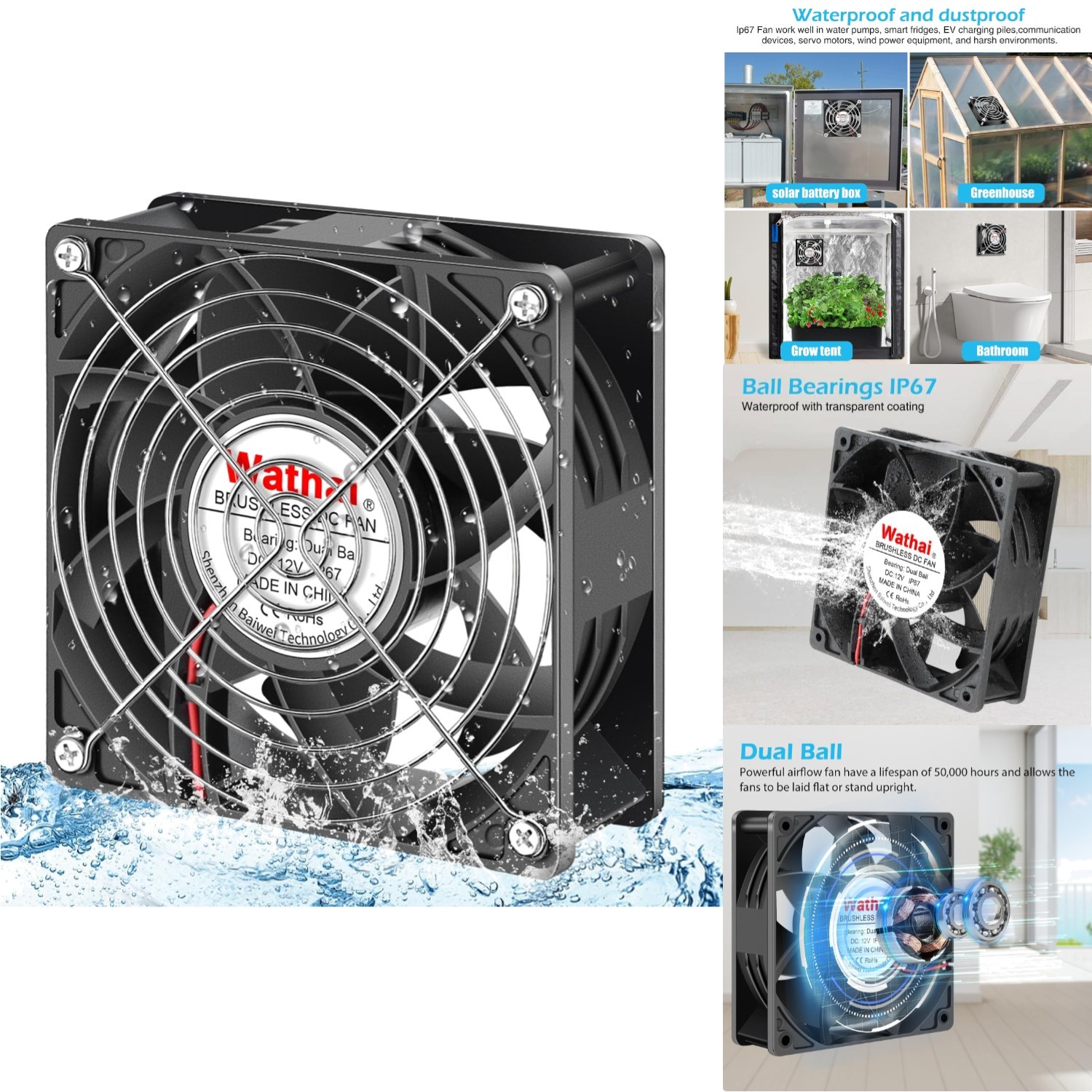 High Efficiency 12V Exhaust Fan -  Rated, 3000 RPM, Perfect for Greenhouses