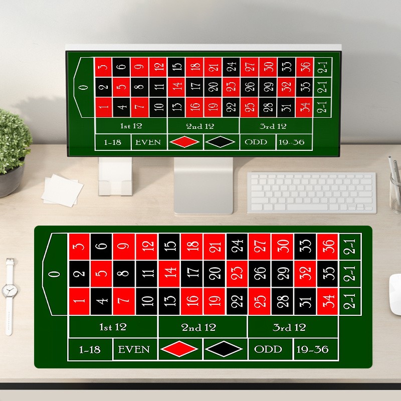 Large Mouse Pad Featuring a Roulette Table Design, Perfect for Gaming on Pcs A