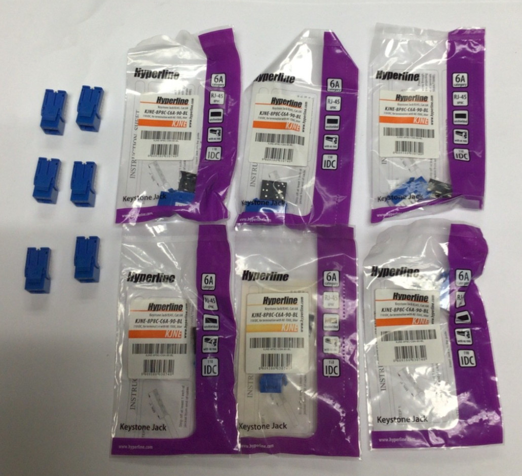Hyperline KJNE-8P8C-C6A-90-BK Easy Keystone Jack Cat6A lot of 12