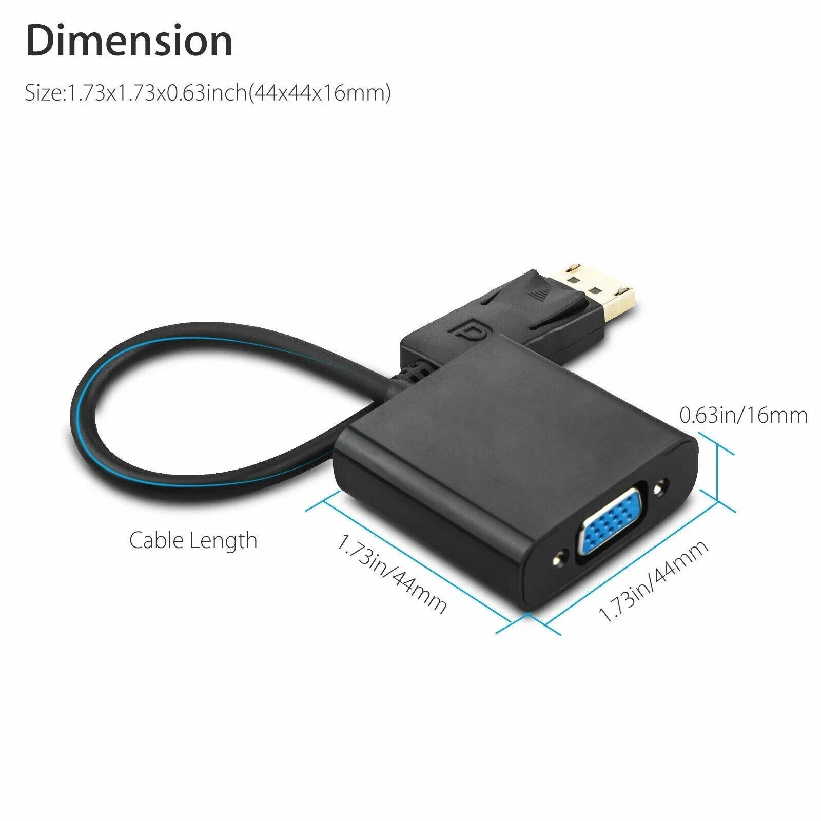 Lot 1-100 Displayport DP Male To VGA Female Adapter Display Port Cable Converter