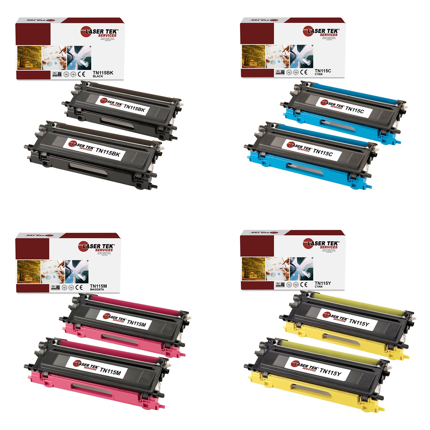 8Pk LTS TN-115 B C Y M Compatible for Brother HL4040CN 4040CDN, MFC9440CN Toner