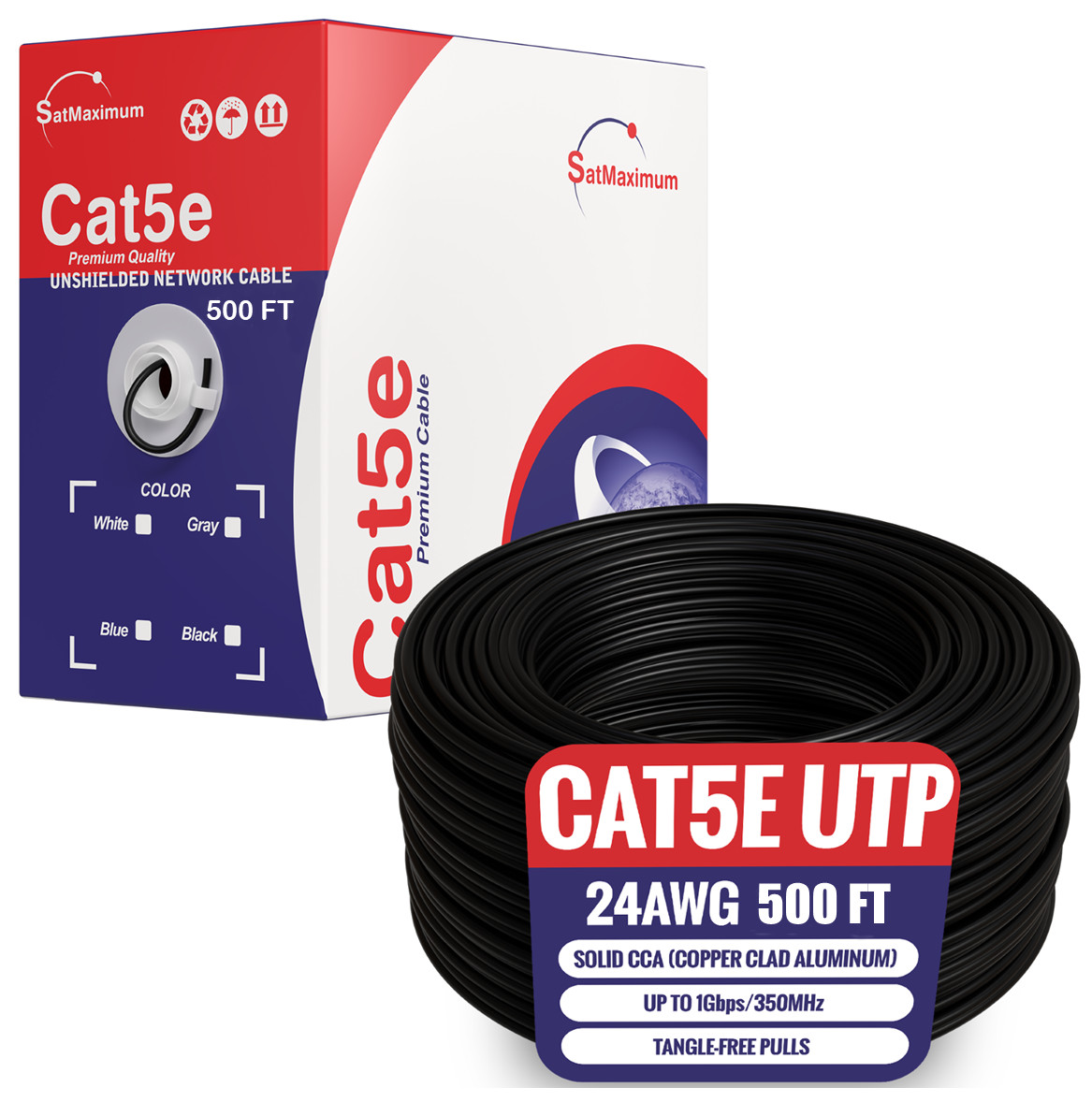 CAT5e 500ft UTP Ethernet Network Cable 24AWG LAN Solid Bulk Wire LOT