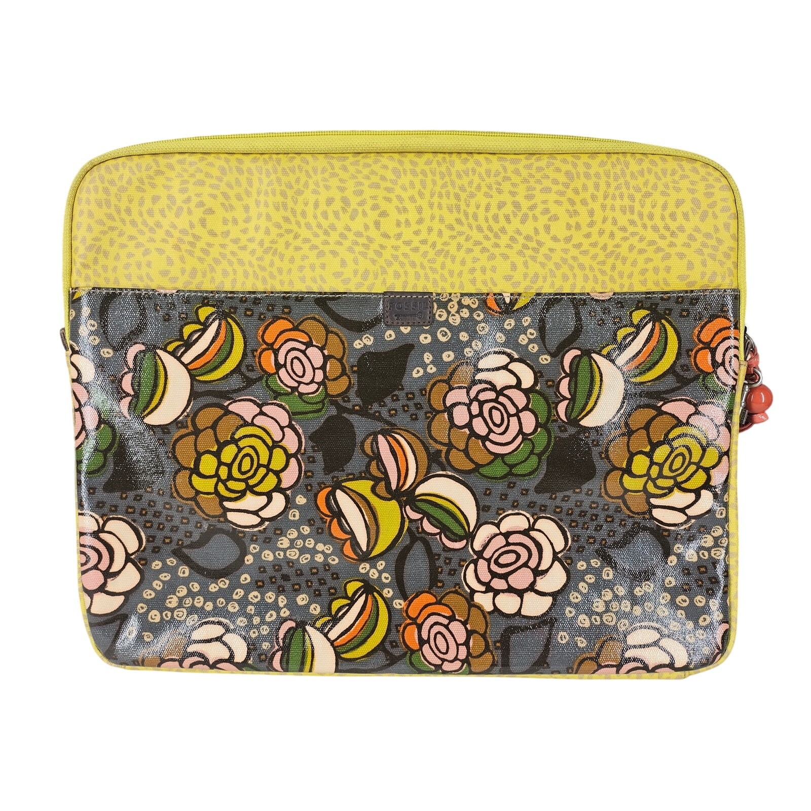 FOSSIL WOMENS KEY-PER MULTICOLOR COATED CANVAS LAPTOP SLEEVE 11X14 W/ KEY CHARM