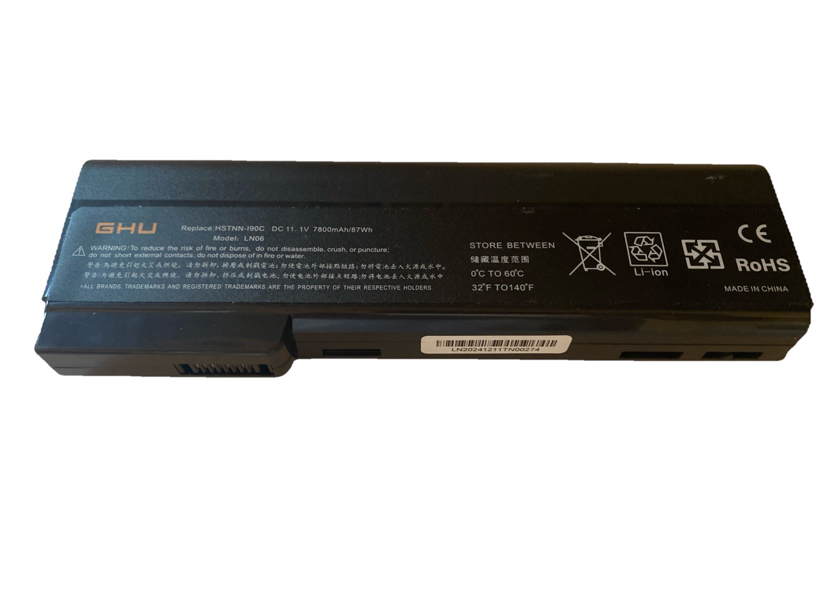 GHU Model LN06 Replace HSTN-I90C DC 11. V 7800mAh/87Wh RoHS