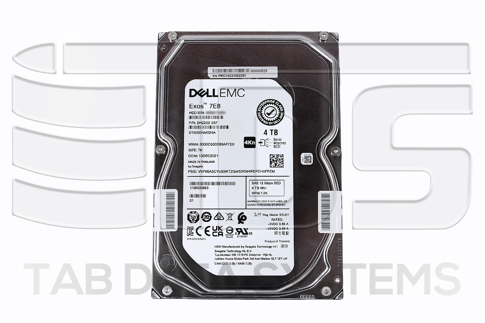 EMC Isilon 005053525 4TB 7.2K 6G 3.5" SED SAS HDD A200 H400 H500 118000883-01