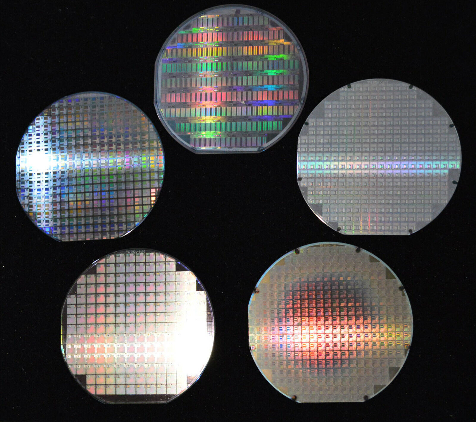 Vintage 1990s silicon wafers - Qty of five, randomly picked 6 inch wafers 