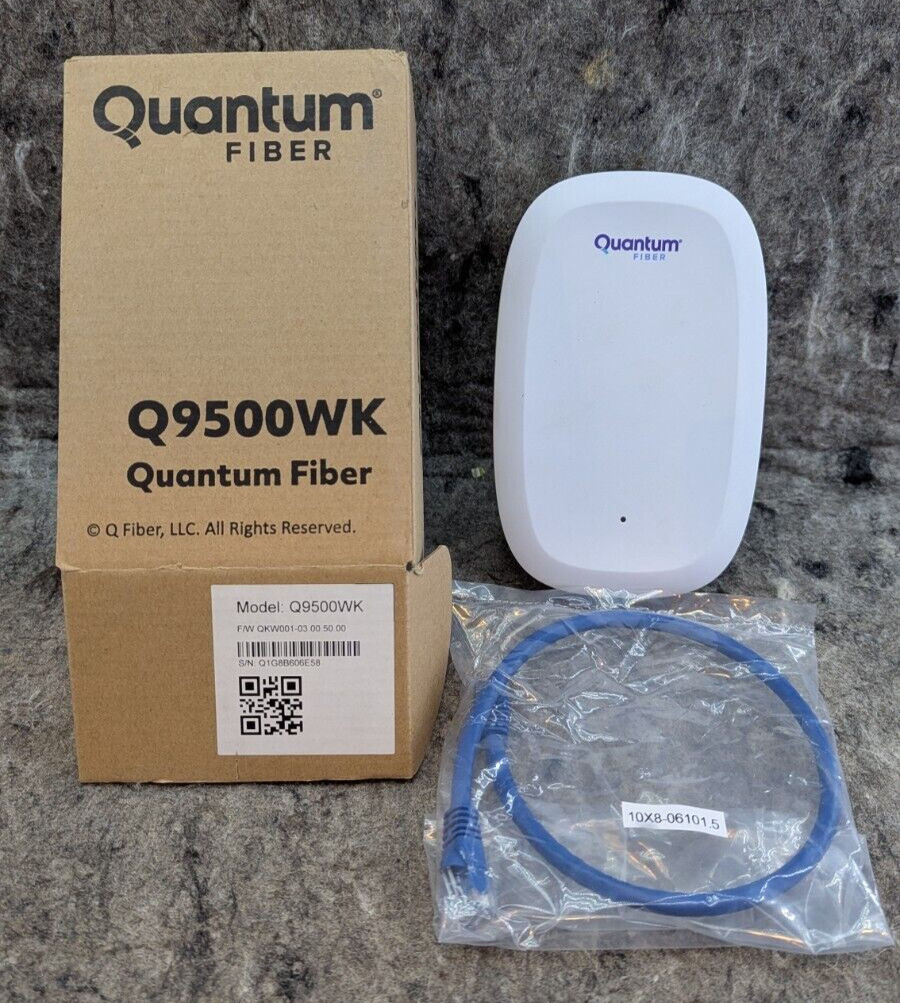 Quantum Fiber Q9500WK Tri Band 360 WiFi Extender Compact White 2 Ethernet Ports