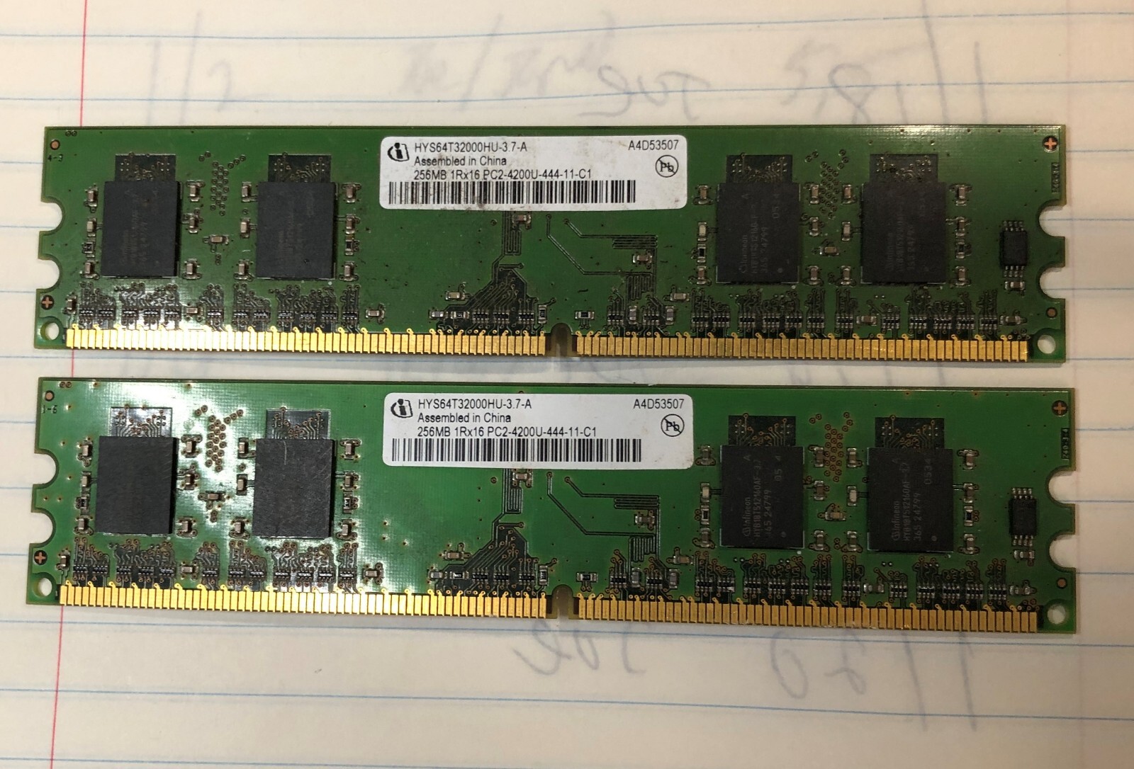 HYS64T32000HU-3-7-A 256 MB Memory Module PC2-4200U PC Desktop Lot of 2 512mb