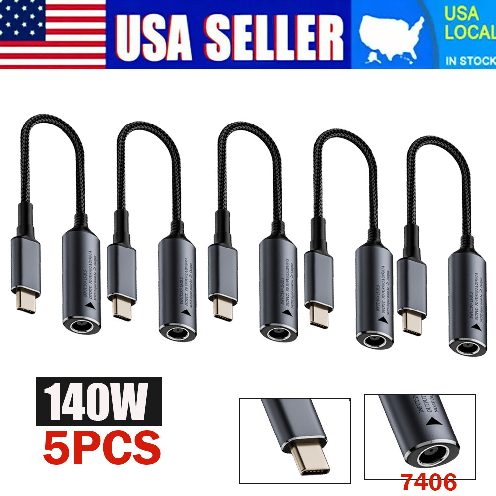 5X 140W Laptop Charger Converter USB Type C Power Charging Cable Adapter 7406
