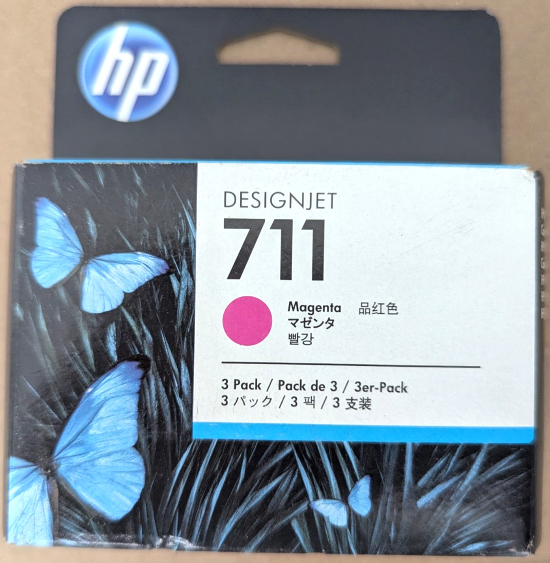 ✨ 3-pack Genuine HP 711 Magenta CZ135A DesignJet 29ml Ink Cartridges. 2019 ✨