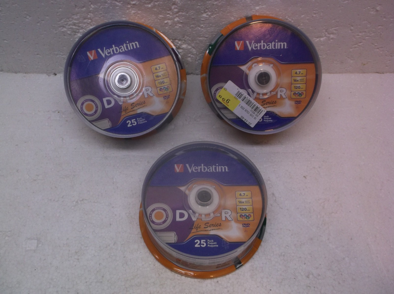 Verbatim DVD-R 25 Pack Brand New NOS 3 Packs 75 Total
