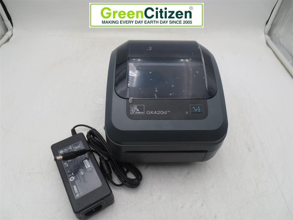 Zebra GK420d Direct Thermal Label Printer GK42-202510-000 w/ A/C Adaptor