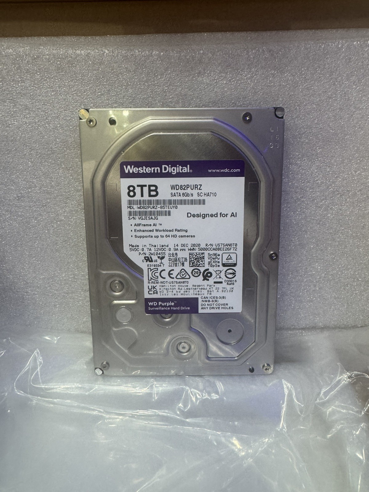 WD Purple Pro HDD WD8001PURP-74B6RY0 8TB 3.5" SATA 6Gb/s Hard Disk Drive